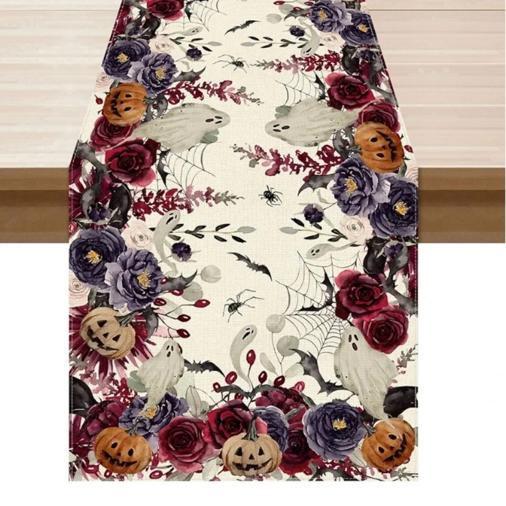 2/$20 Halloween Table Runner Flowers Spooky Pumpkin Party Table Decoration